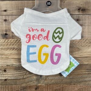 I’m A Good Egg (XS) Easter White Dog Cat T Shirt Cotton Dress Up Pet Costume NEW